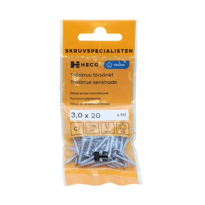 Träskruv TFT 3,0 x 20 mm 50-pack Heco